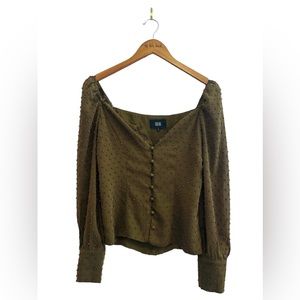 Goldie Army Green Button Up Blouse